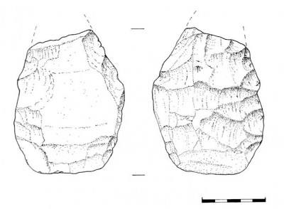 Figure 4. Mavroseli biface. The artefact tip is broken away. Scale: 50mm.